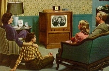 Vintage Family Watching TV 